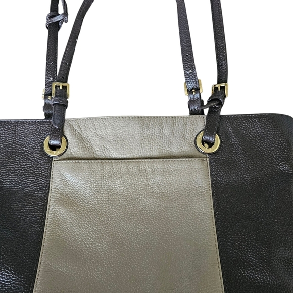 Michael Kors Brown and Cream Jet Set Large Leather Tote Bag - Picture 5 of 11